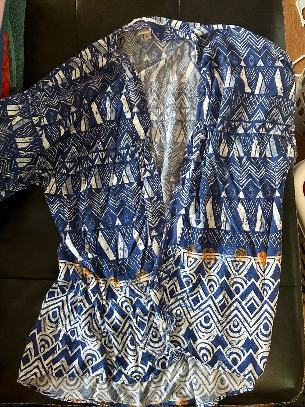 Knox Rose Blue and White Patterned Cardigan
